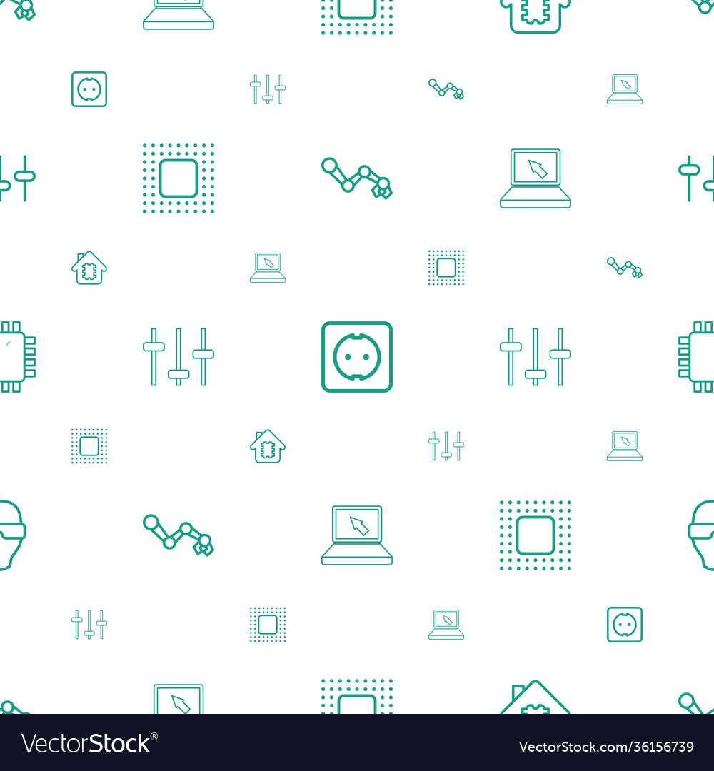 Tech icons pattern seamless white background vector image Tech icons pattern seamless white background