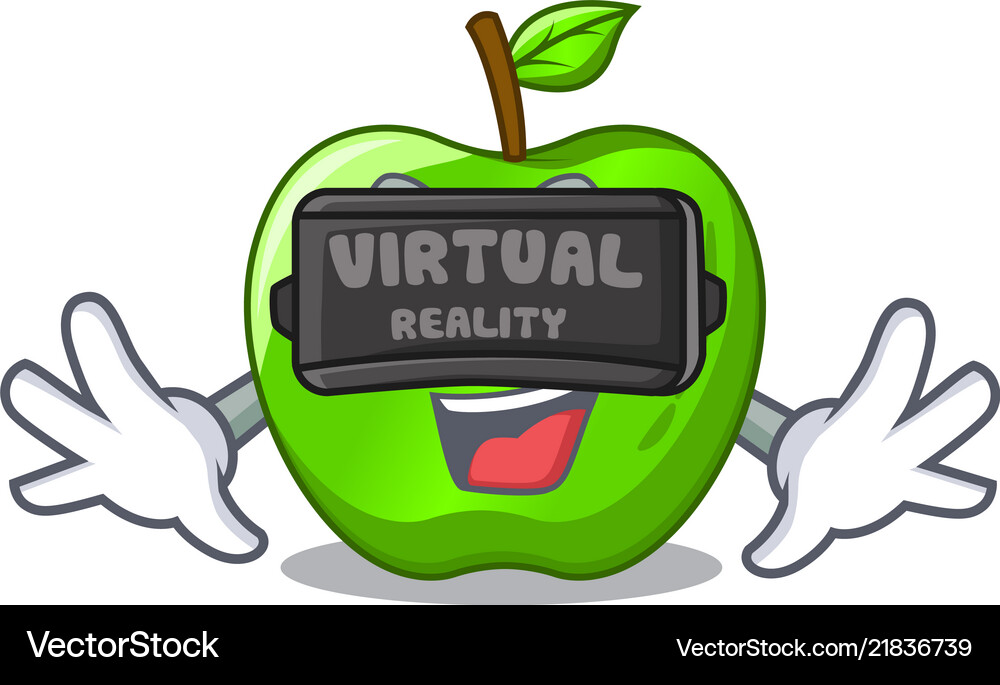 Virtual reality perfect fresh green apple Vector Image