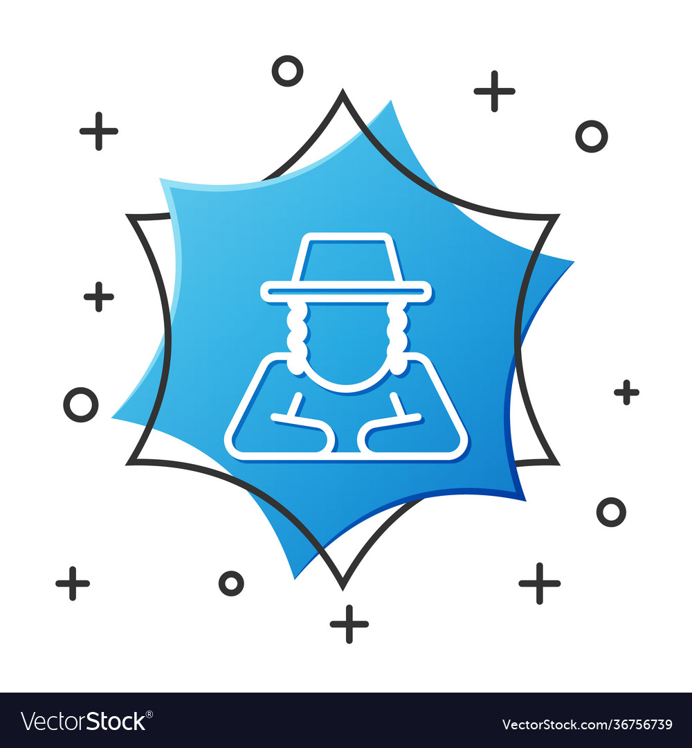 White line orthodox jewish hat with sidelocks icon