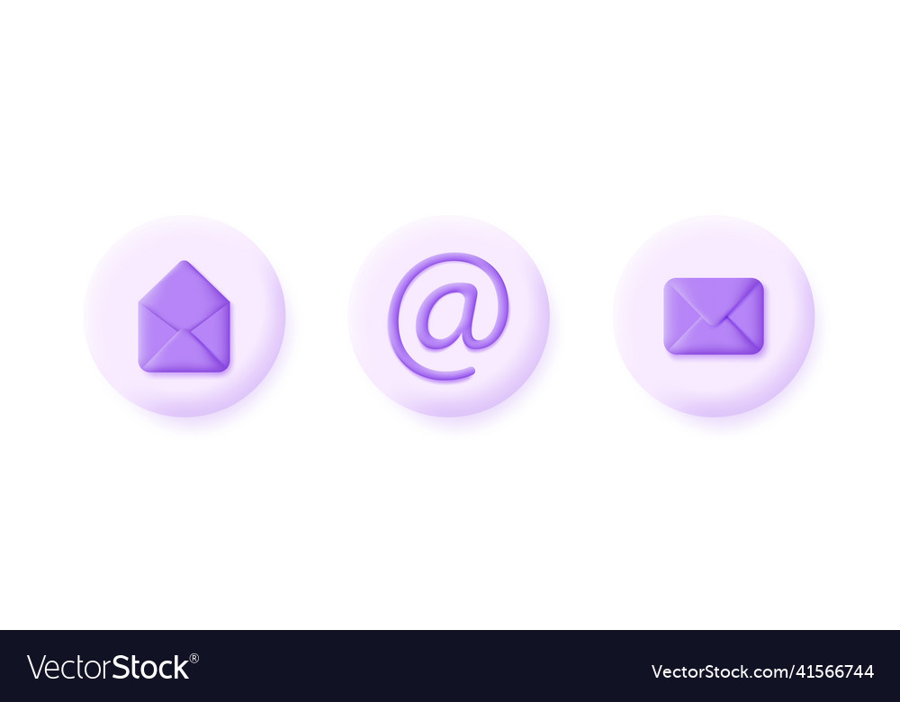 3d set of mail open envelope and closed vector image 3d set of mail open envelope and closed