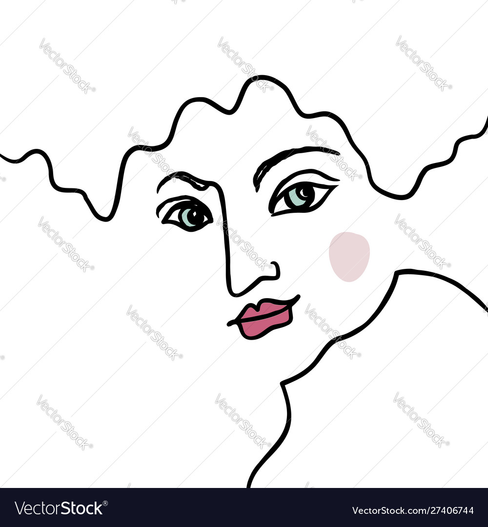 Abstract line art face in1960s drawing style