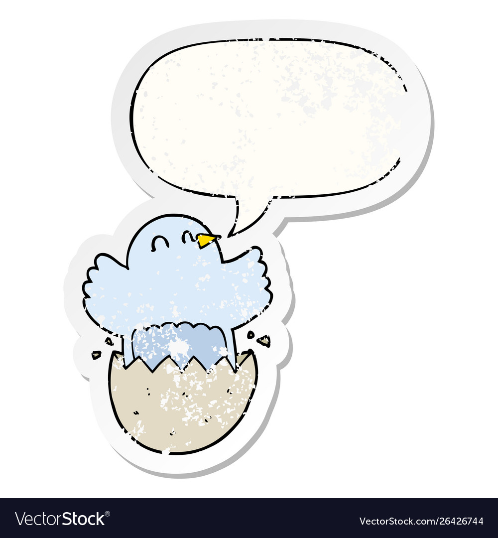 Cartoon hatching chicken and speech bubble