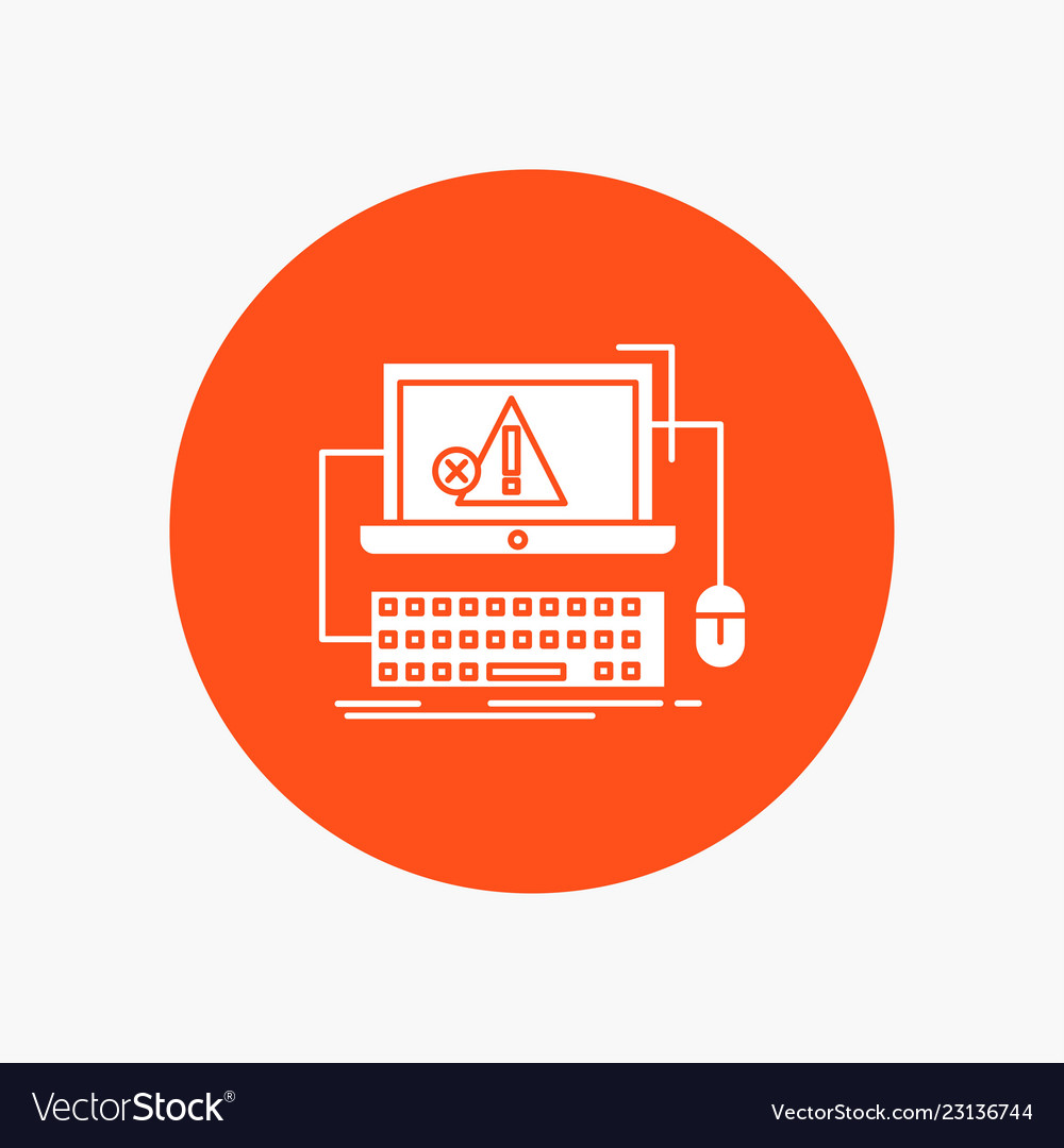 Computer crash error failure system white glyph Vector Image Computer crash error failure system white glyph