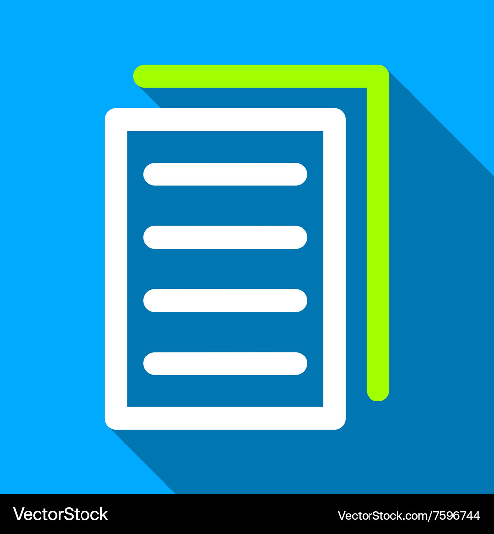 Copy Document Flat Long Shadow Square Icon Vector Image