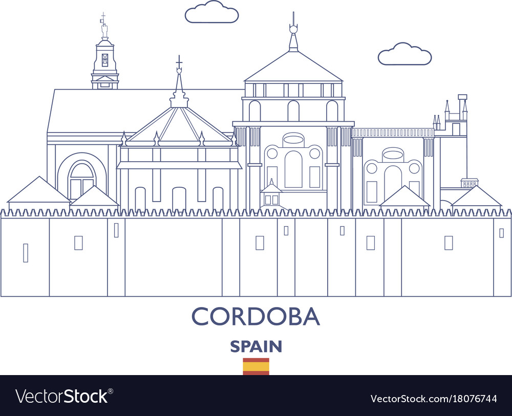 Cordoba city skyline Royalty Free Vector Image