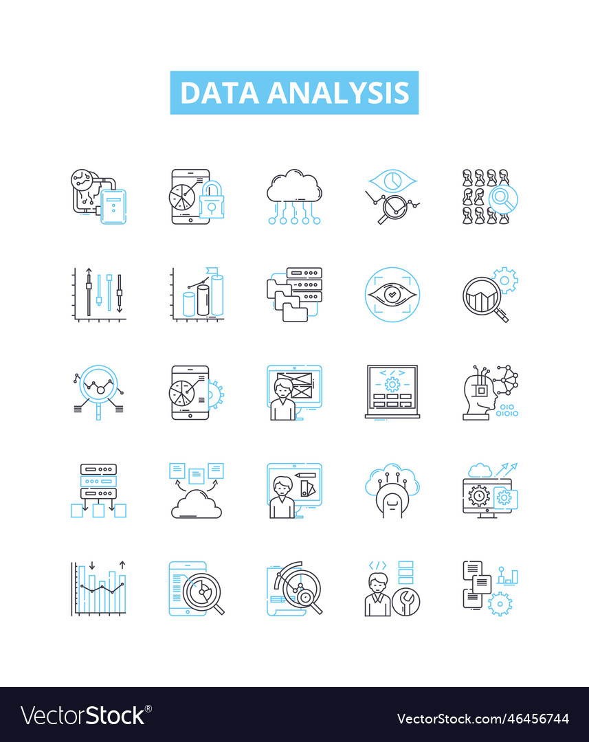 Data analysis line icons set analytics vector image Data analysis line icons set analytics