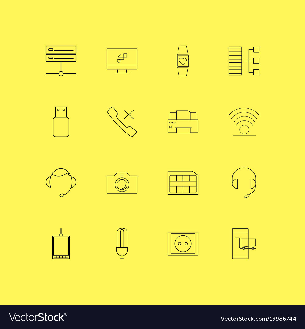 Devices linear icon set simple outline icons