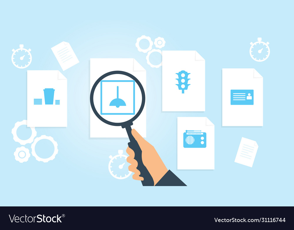 Document with search icons file and magnifying Vector Image Document with search icons file and magnifying