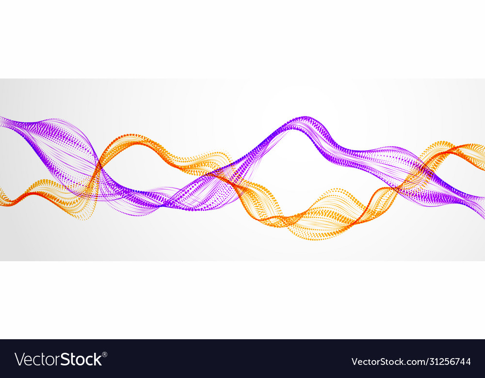 Dynamic particles mutual sound wave flowing vector image Dynamic particles mutual sound wave flowing