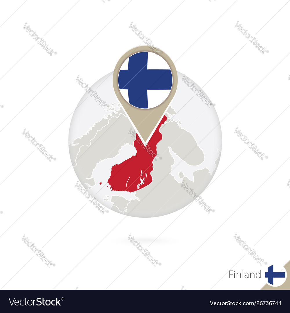 Finland map and flag in circle