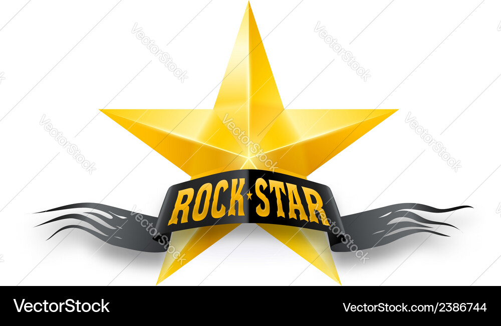 Golden star with rock banner Royalty Free Vector Image