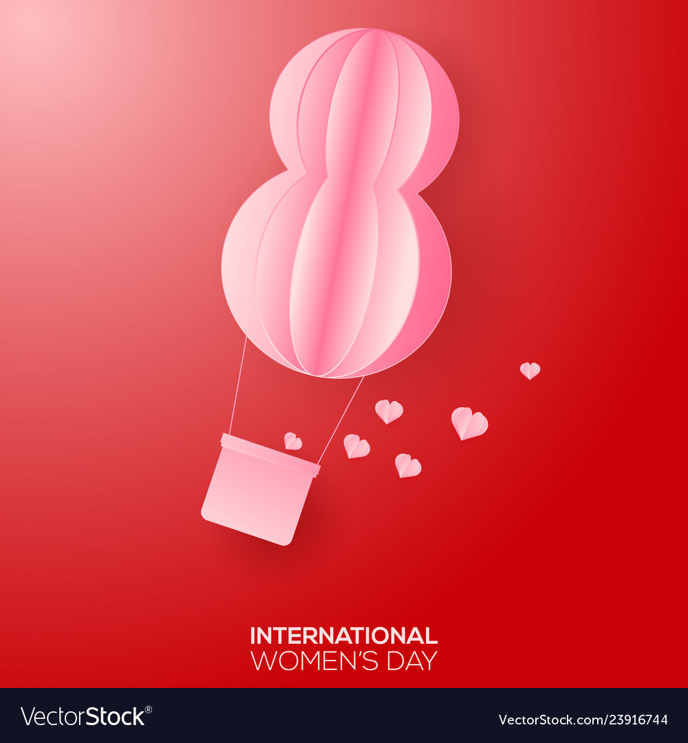 Happy women s day greeting card with paper eight