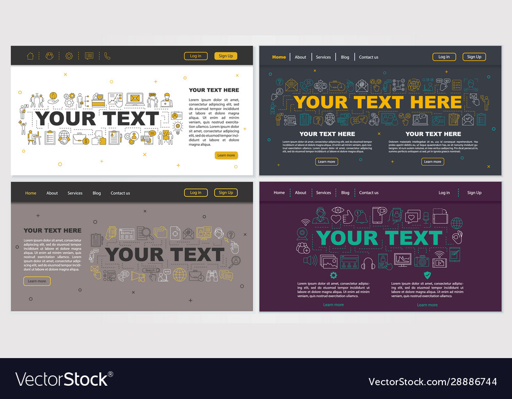 Internet services web page design templates set vector image Internet services web page design templates set