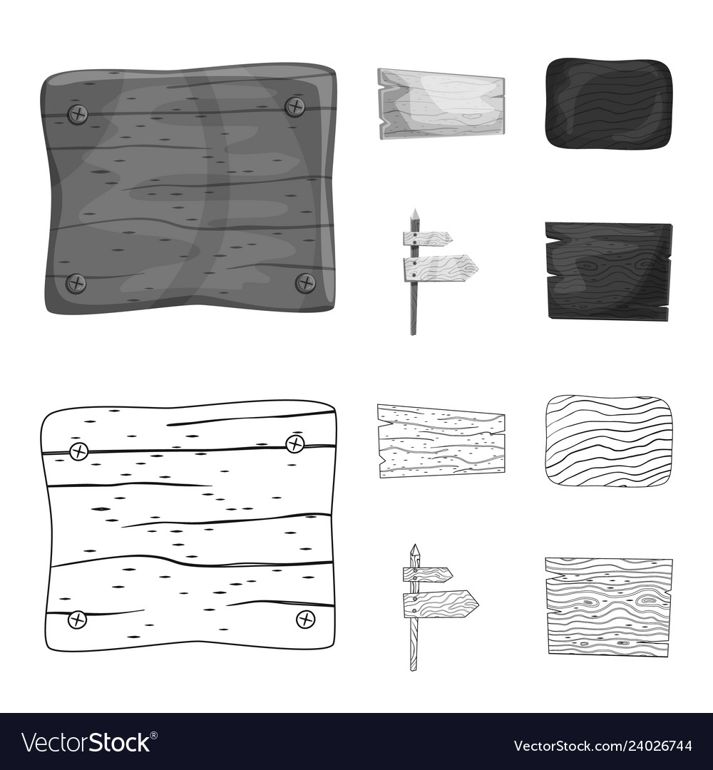 Isolated object of raw and forest sign set
