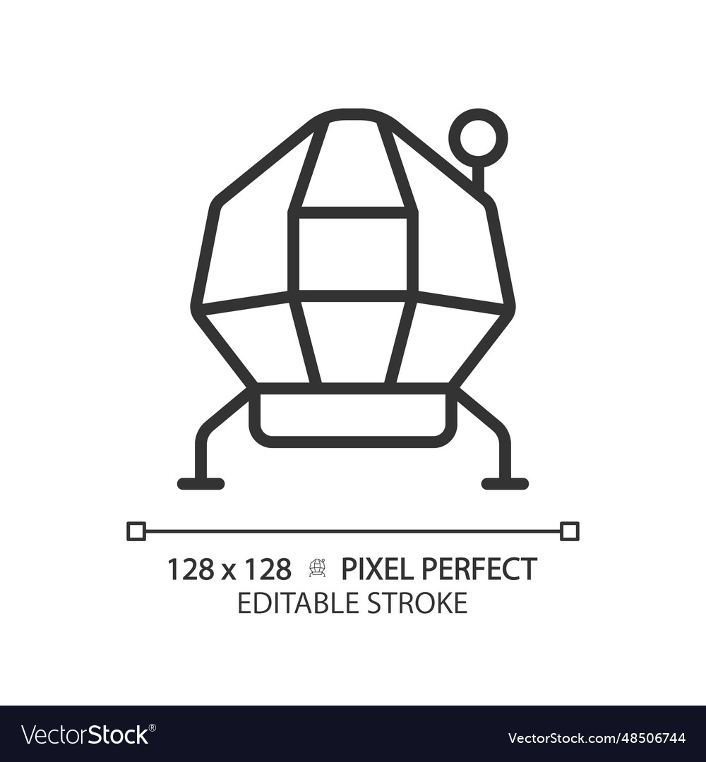 Lunar module pixel perfect linear icon vector image Lunar module pixel perfect linear icon