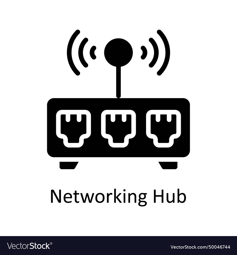 Networking hub solid icon style