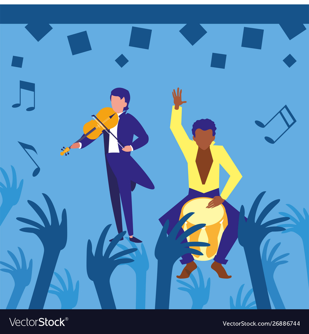 People musicians concert event design Royalty Free Vector