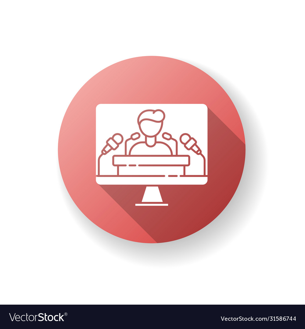 Press conference red flat design long shadow Vector Image