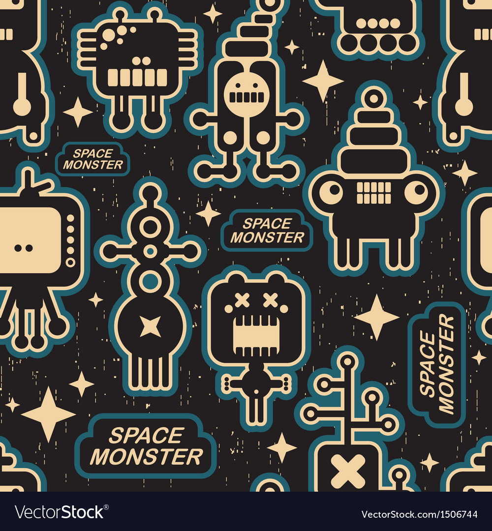 Retro Robot & Monster Pattern