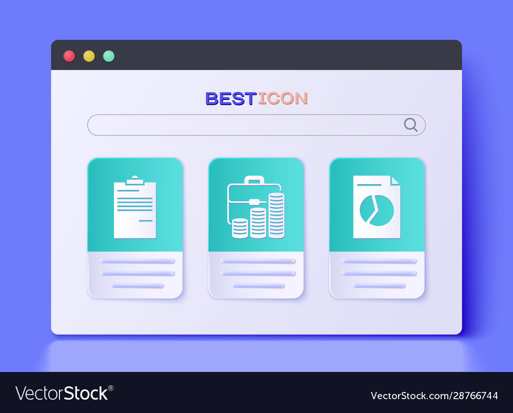 Set briefcase and coin document Vector Image Set briefcase and coin document