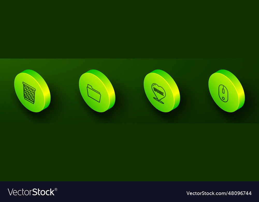 Set isometric line trash can document folder vector image Set isometric line trash can document folder