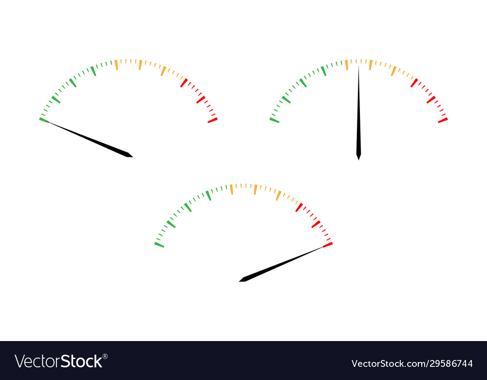 Set simple tachometers with indicators Vector Image Set simple tachometers with indicators