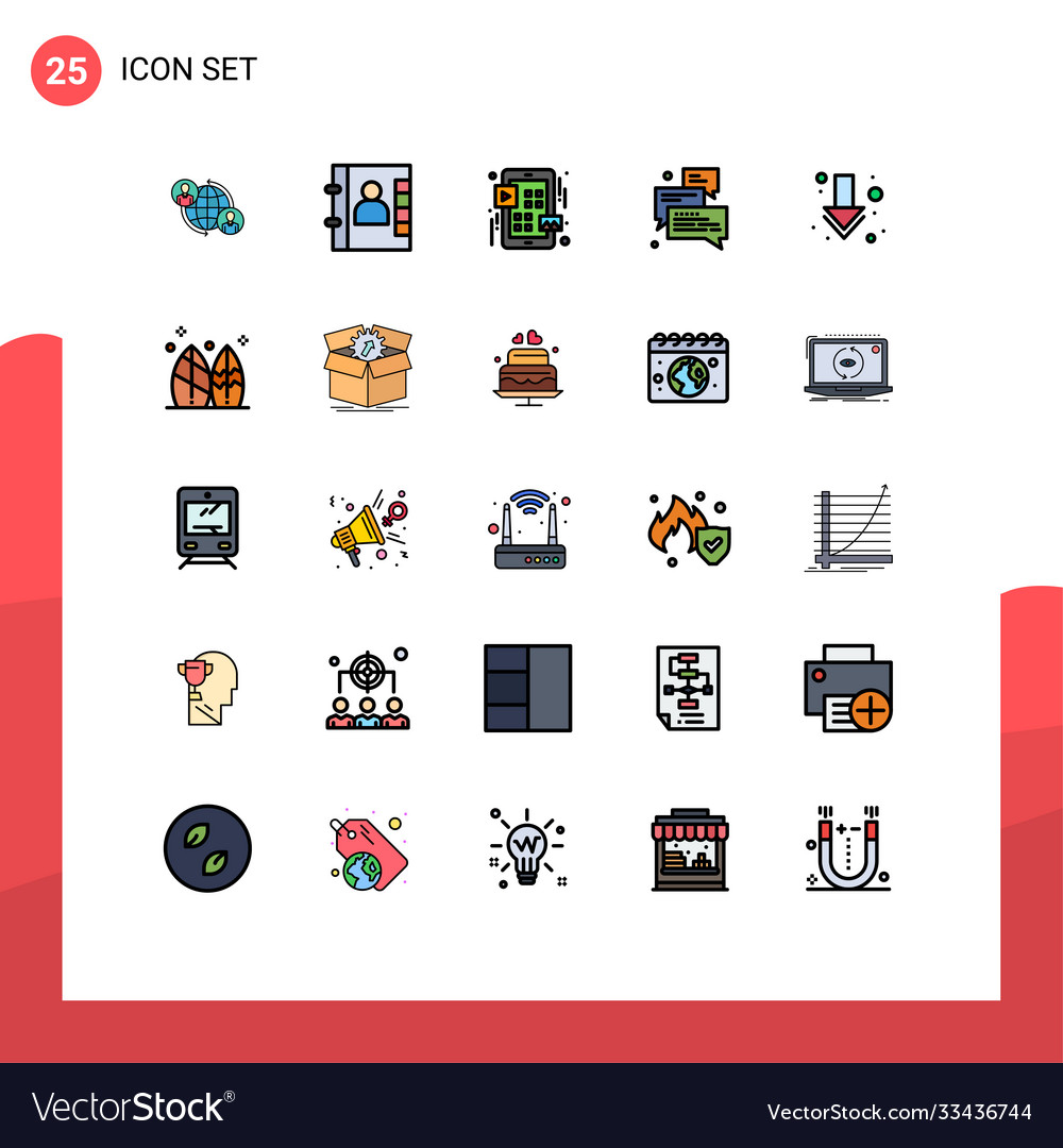 User interface pack 25 basic filled line flat