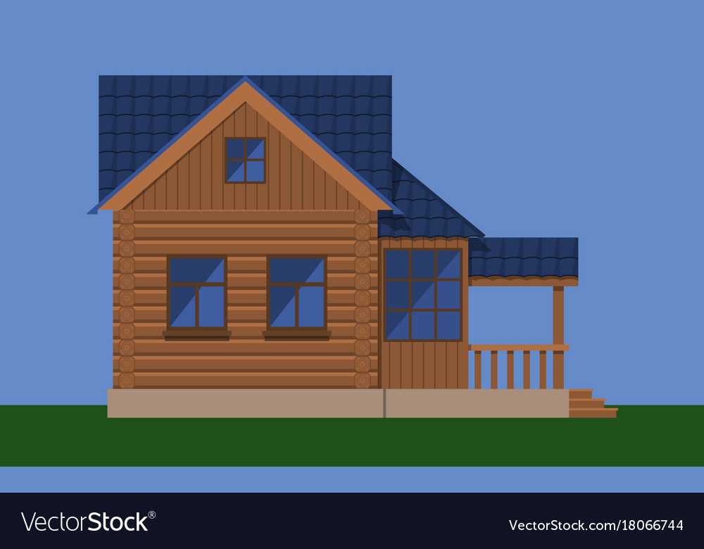 Wooden house with attic and porch