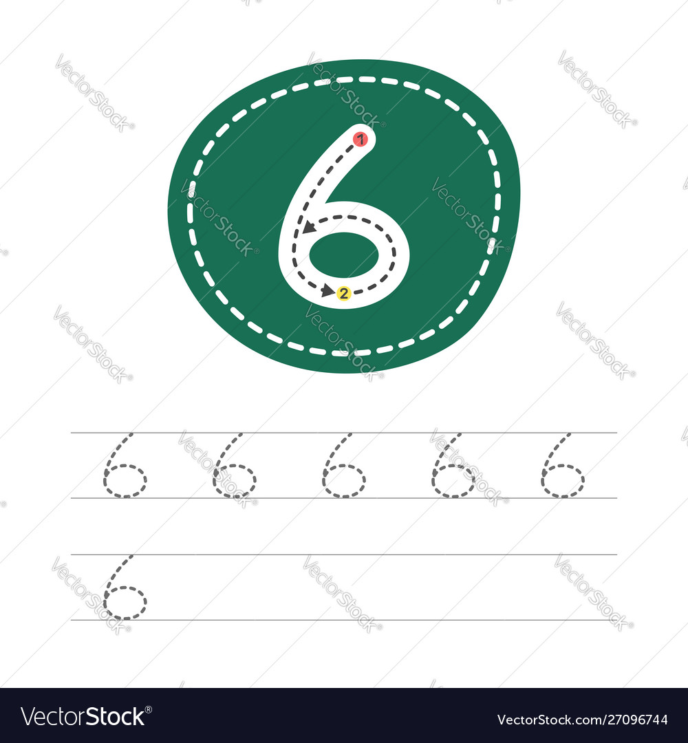 Write a number 6 vector image Write a number 6