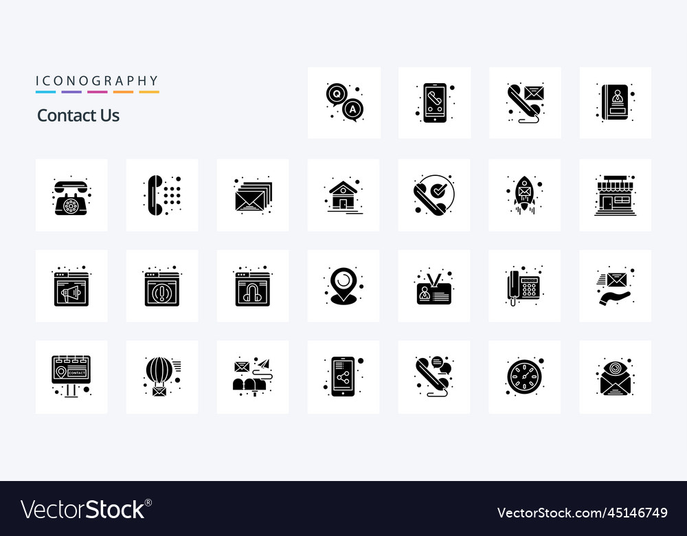 25 contact us solid glyph icon pack