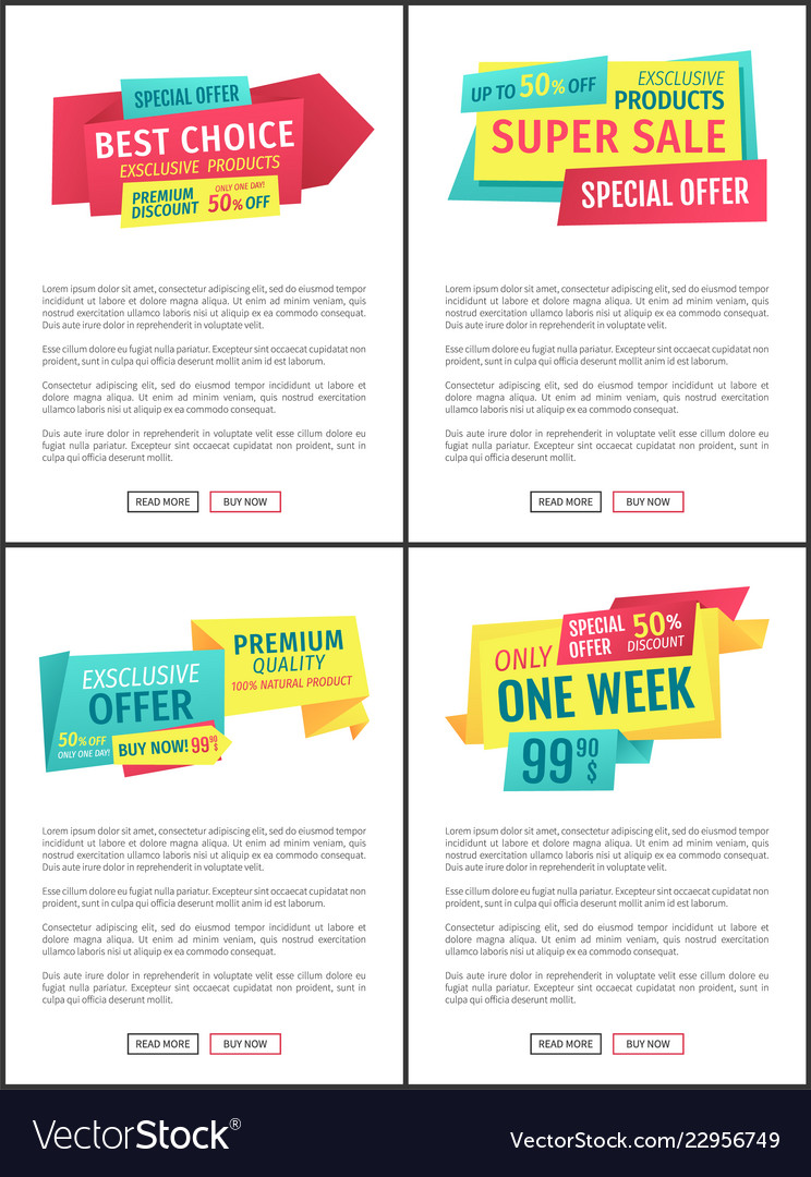 Big Sale Mega Discount And Hot Price Page Sample Vector Image