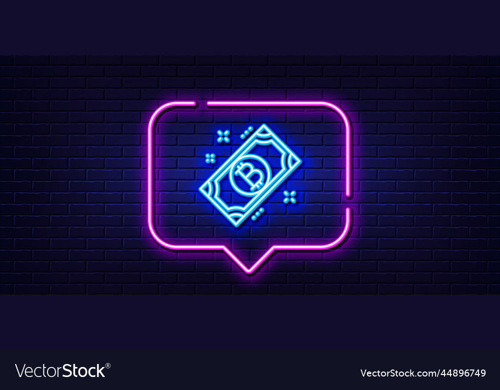 Bitcoin line icon cryptocurrency cash sign neon Vector Image