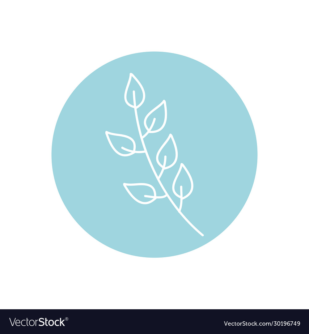 Branch with leaves icon line block style vector image Branch with leaves icon line block style