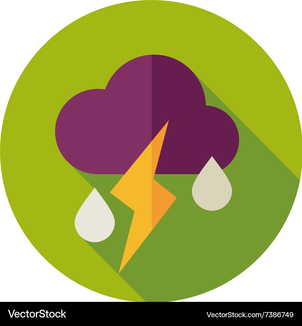 Cloud rain lightning flat icon weather Royalty Free Vector