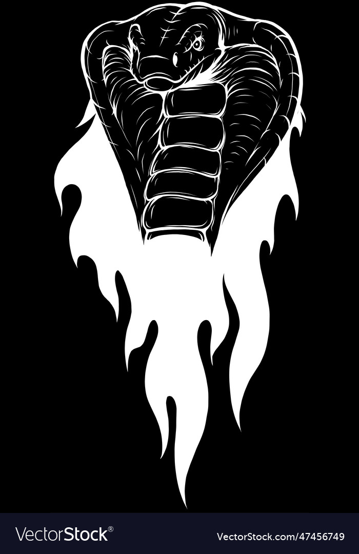 Cobra in white line on black background Royalty Free Vector