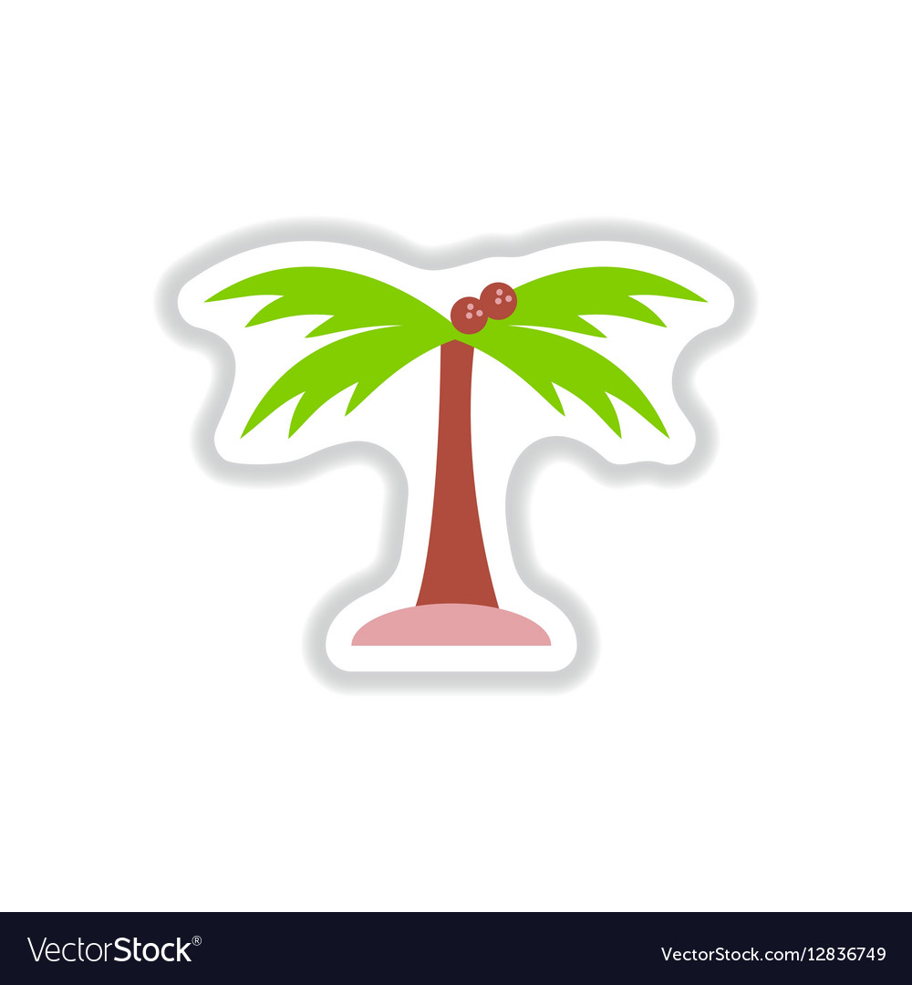 Labels with shadow flat icon palm tree