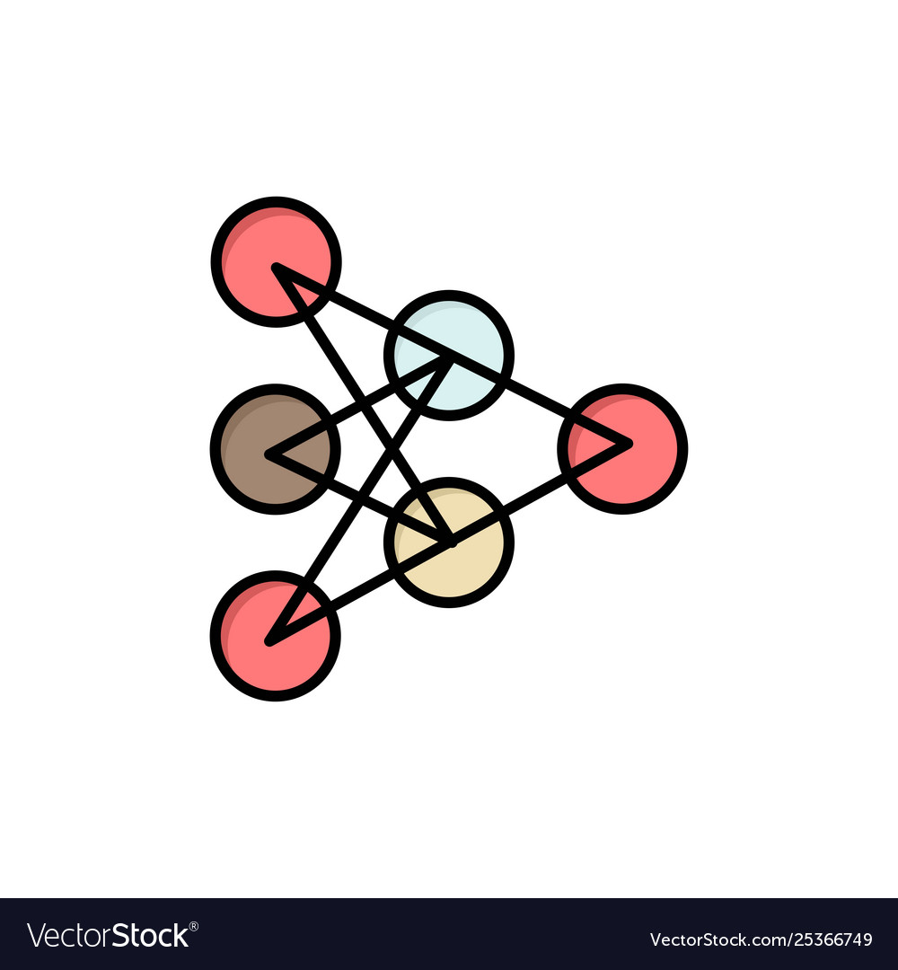 Learning deep algorithm data flat color icon vector image Learning deep algorithm data flat color icon