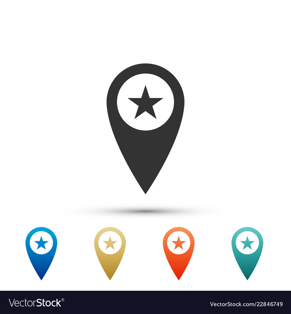 Map pointer with star icon on white background vector image Map pointer with star icon on white background