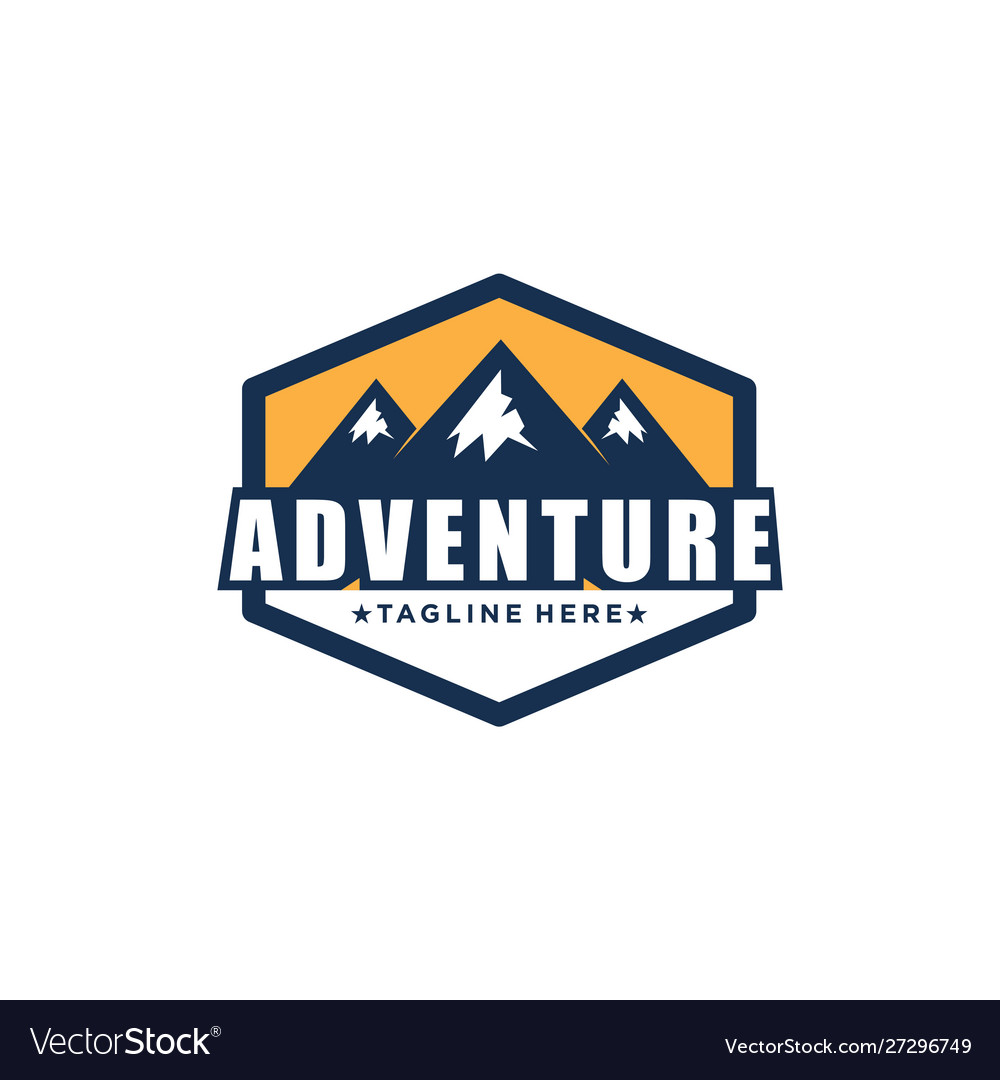 Mountain logo design emblem adventure Royalty Free Vector