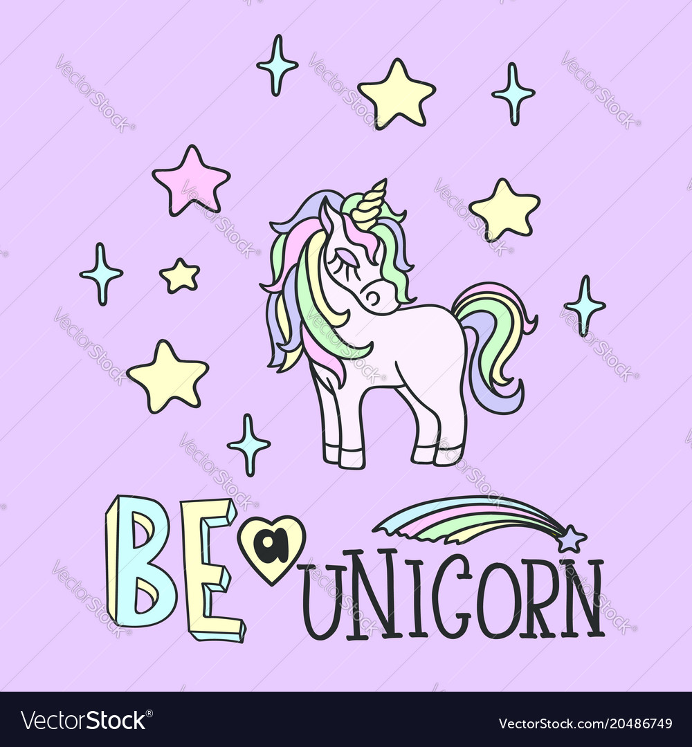 Pink unicorn and be a unicorn lettering Royalty Free Vector