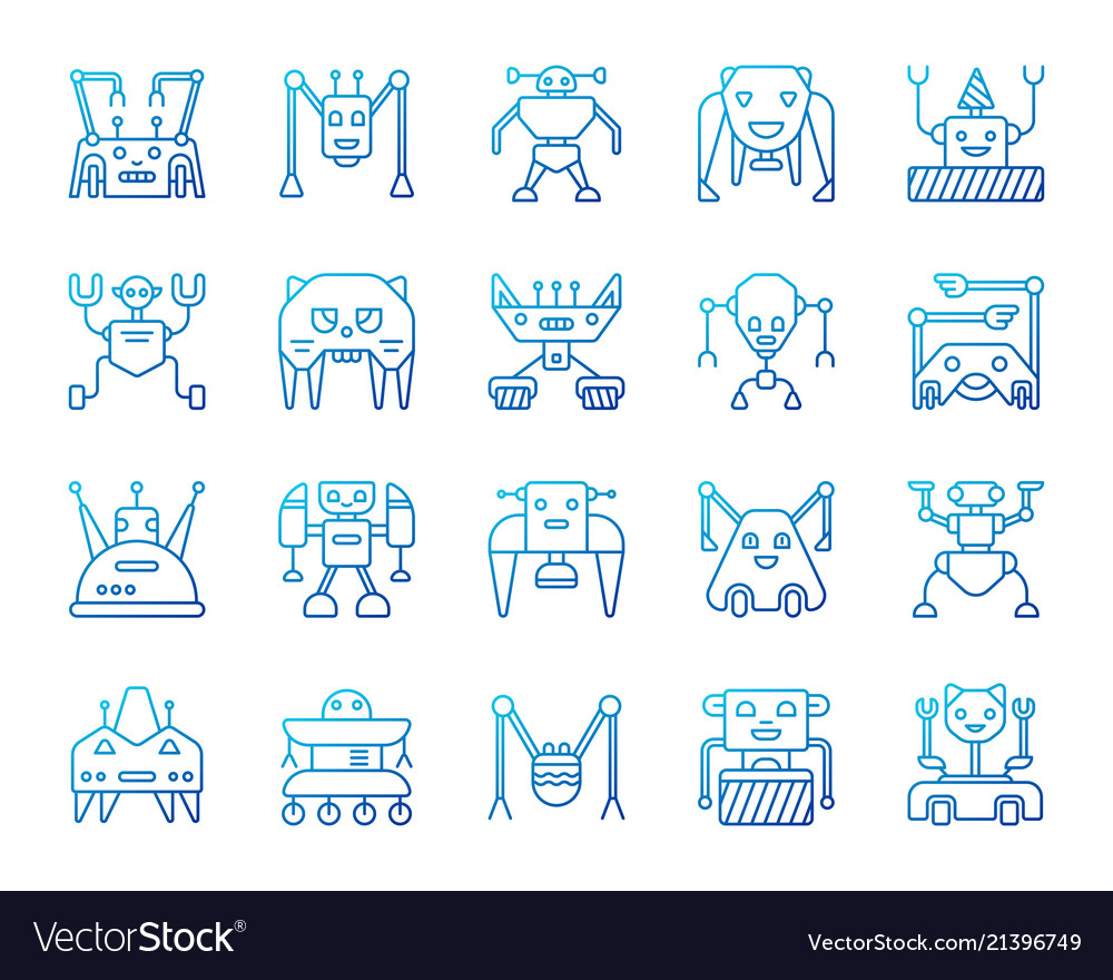 Robot Line Icons - Simple & Modern
