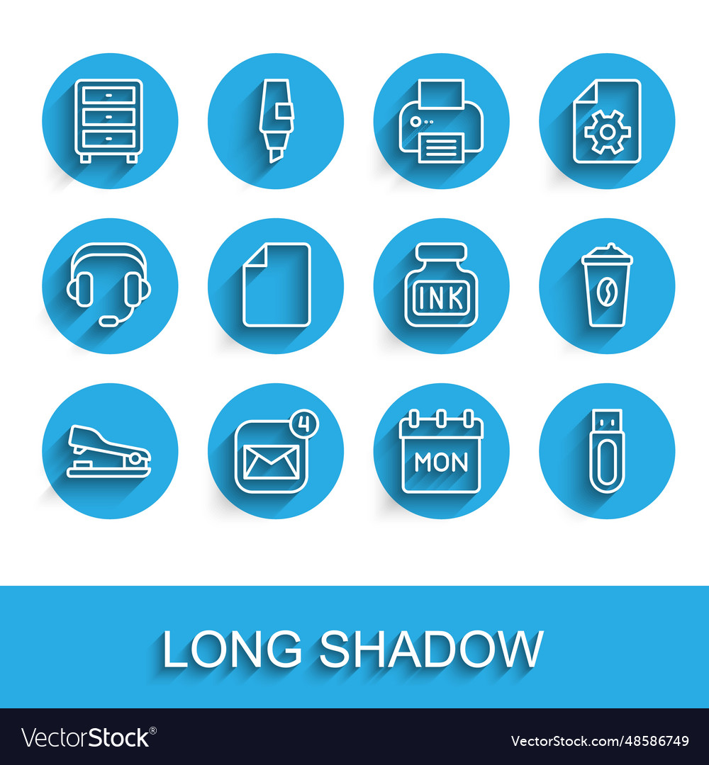 Set line stapler envelope archive papers drawer vector image Set line stapler envelope archive papers drawer