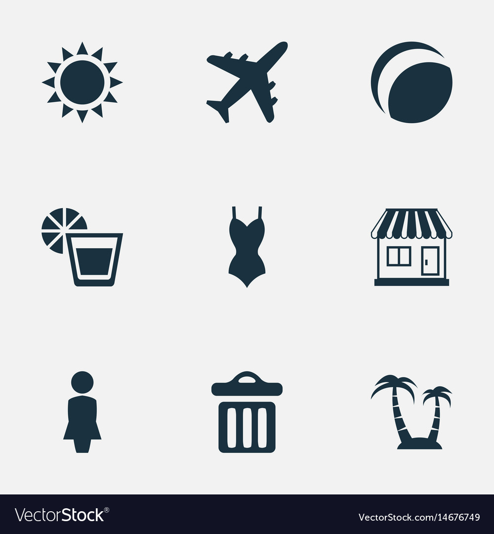 Set of simple seaside icons