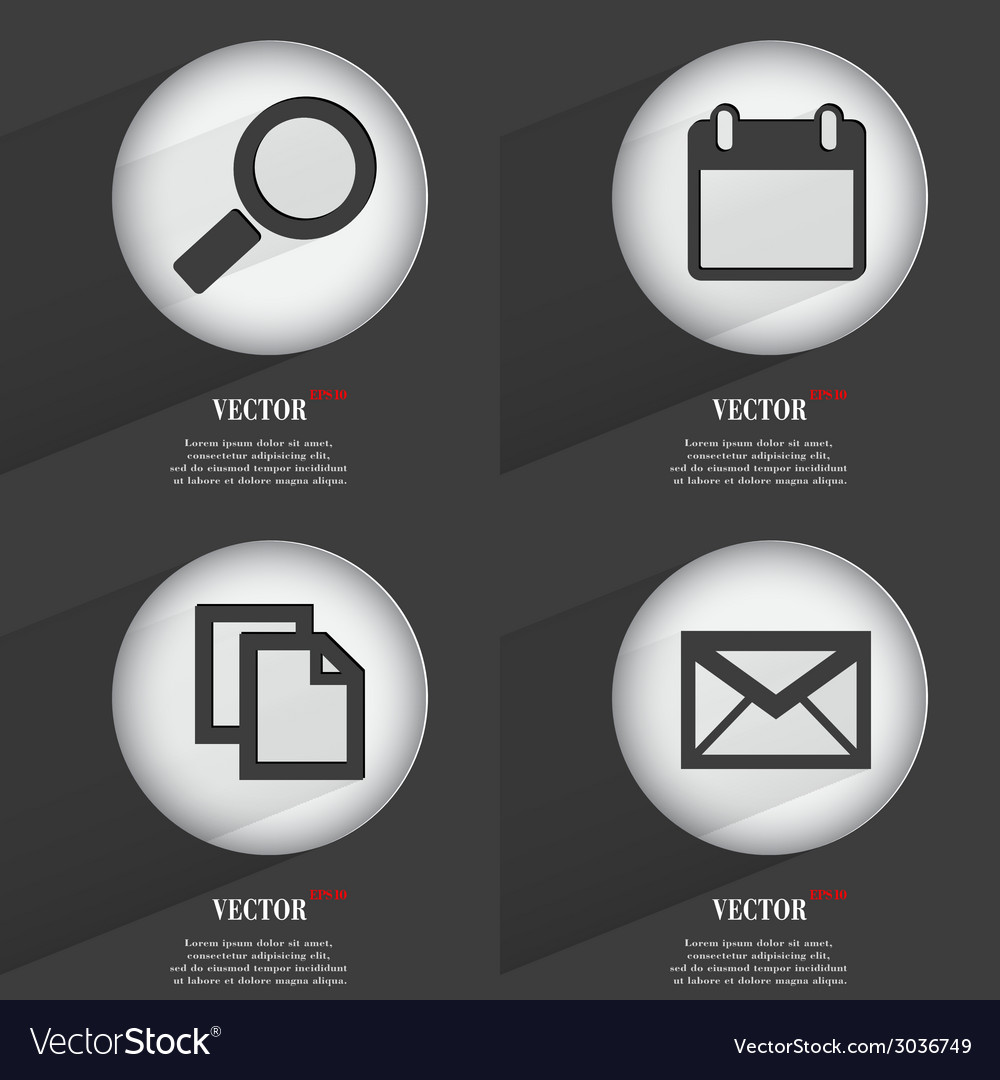 Set of trendy buttons icons with long shadow