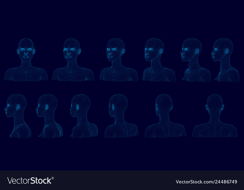 Set with bust of girl in different positions Vector Image