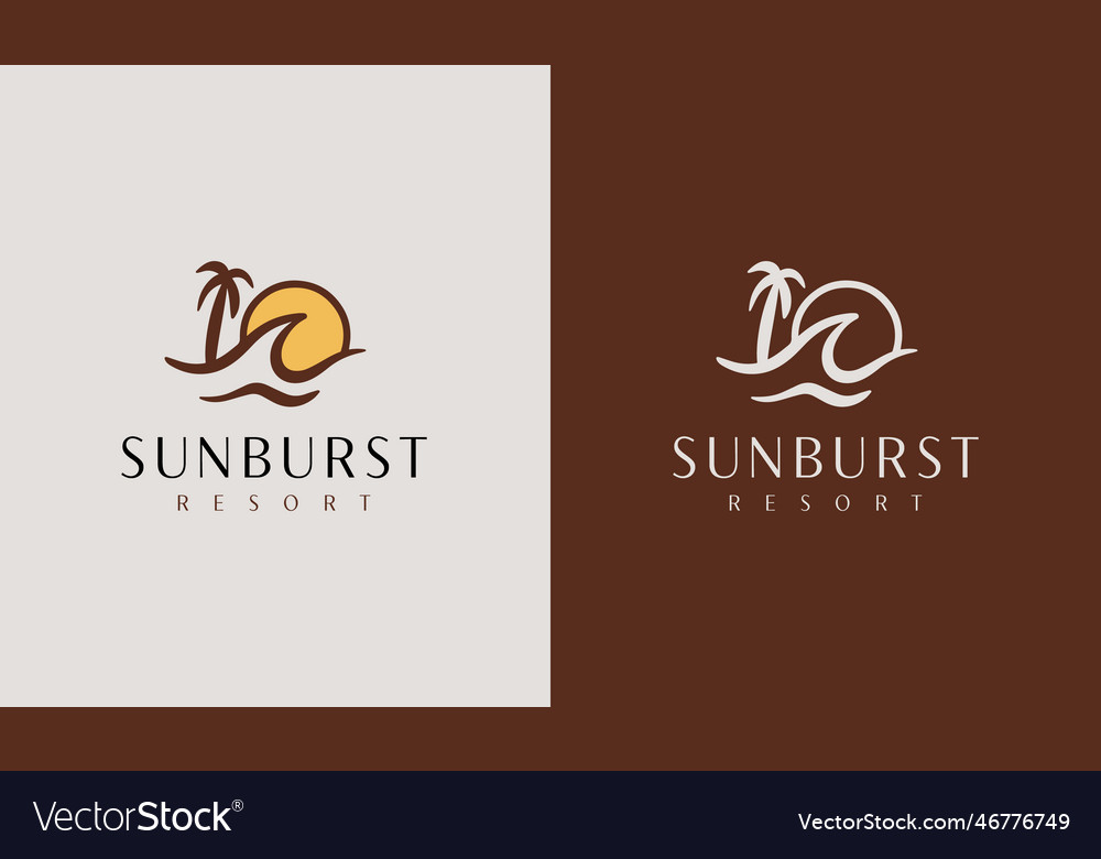 Sunset wave logo template universal creative Vector Image