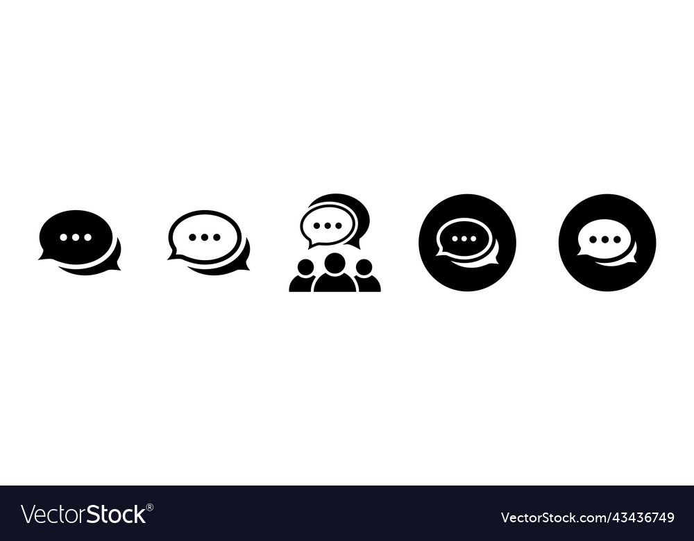 Talk bubble icon set in flat speech symbols vector image Talk bubble icon set in flat speech symbols