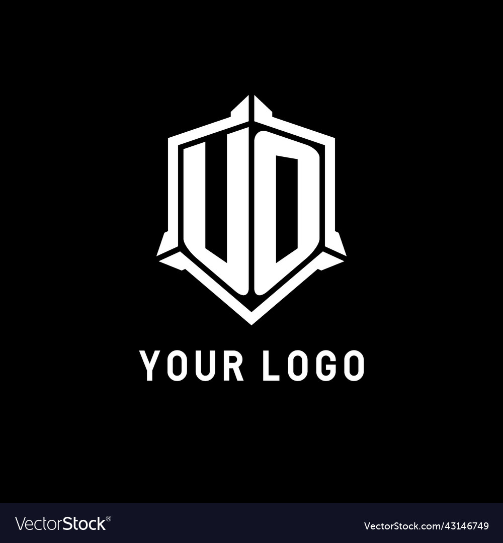 Uo logo initial with shield shape design style Vector Image Uo logo initial with shield shape design style