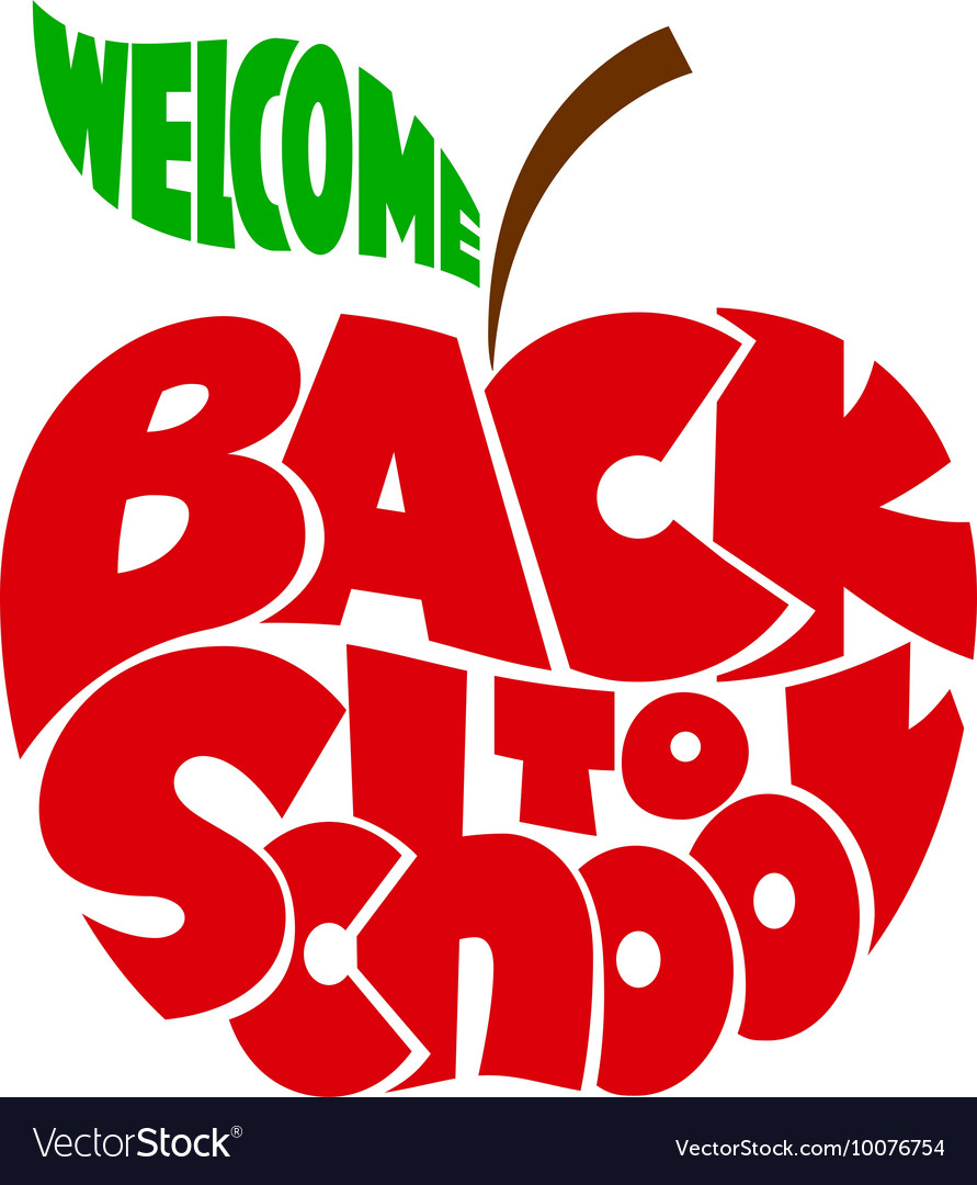 Back to school lettering inscribed in the apple Vector Image