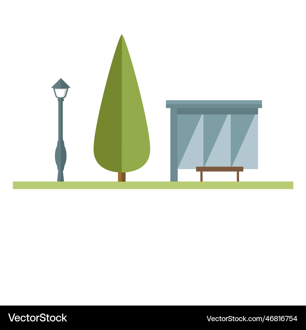 Bus Stop City Royalty Free Vector Image Vectorstock